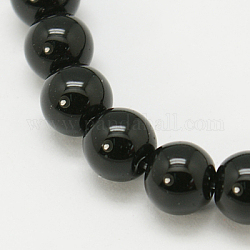 Filo di perline di agata naturale, tinto, tondo, nero, 10mm, Foro: 1 mm, circa 39pcs/filo, 15 pollice
