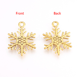 Tibetan Style Alloy Pendants, Lead Free and Cadmium Free, Snowflake, for Christmas, Antique Golden, 26x19x2mm, Hole: 2mm