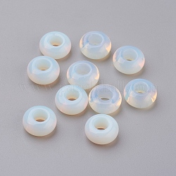 Synthetische Opalit europäischen Perlen, Großloch perlen, Rondell, 14x7~8 mm, Bohrung: 6 mm