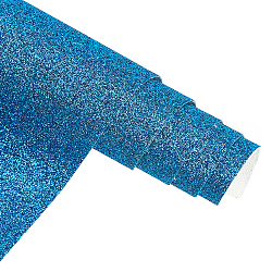 スパンコールイミテーションレザー生地  衣類用アクセサリー  ブルー  135x30x0.08cm