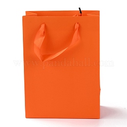 Sacs en papier rectangle, avec poignées, pour sacs-cadeaux et sacs à provisions, rouge-orange, 22x16x0.6 cm