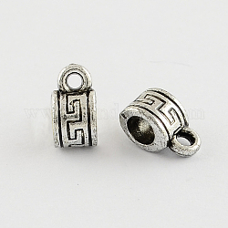 Vintage Acrylic Tube Bails, Loop Bails, Antique Silver, 9.5x5.5x5.5mm, Hole: 1.5mm, Inner Diameter: 4mm, about 4750pcs/500g