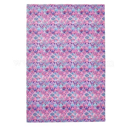 Mermaid Fish Scale Pattern PU Leather Fabric, Self-adhesive Fabric, for Bows Earrings Hair Accessories Bag Making DIY Crafts, Plum, 30x20x0.1cm