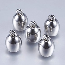 201 Stainless Steel Cord Ends, End Caps, Stainless Steel Color, 11x8mm, Hole: 2mm, Inner Diameter: 6mm