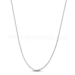 Collares de cadena tipo caja de plata de ley 925 chapada en rodio Shegrace, con cierres de anillo de resorte, Platino, 15.74 pulgada (40 cm), 0.8mm