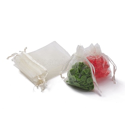 Bijoux blancs crémeux emballant des poches extractibles, Pochette organza pour cadeaux, 9x7 cm