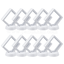 Superfindings 10 set di 5.5 cm di plastica bianca espositore per immagini galleggiante 3d cornice appesa per sfida monete aa medaglioni gioielli spilla collane bracciali