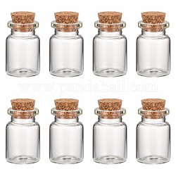 Recipientes de cuentas de vidrio que desean botellas, botellas con corcho, Claro, 22x33mm, cuello de botella: 15.5 mm de diámetro, capacidad: 7ml (0.23 fl. oz)