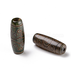 Abalorios de Dzi de estilo tibetano, Abalorios de ágata natural, teñido y climatizada, oval, 11 ojo, 28.5~32x10~12.5mm, agujero: 1.5~3 mm
