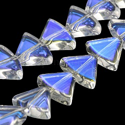 Fili di perle di vetro trasparente placcato colore ab, ventola, chiaro ab, 8x10.5x4mm, Foro: 1 mm, circa 80pcs/filo, 25.51 pollice (64.8 cm)