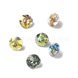 Cabochons en verre strass style ab léger, dos et dos plaqués, diamant, couleur mixte, 8.1x5.6mm