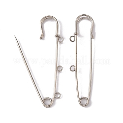 Iron Safety Pins, Platinum Color, 71x18mm, Hole: 3mm