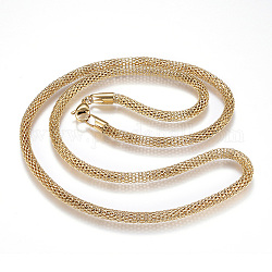 304 Stainless Steel Mesh Chain Necklaces, with Lobster Claw Clasps, Golden, 27.5 inch(70cm), 5mm