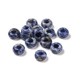Perles européennes en jaspe bleu naturel, Perles avec un grand trou   , rondelle, 14x7~8mm, Trou: 6mm
