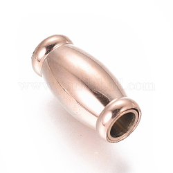 304 cierres magnéticos de acero inoxidable con extremos para pegar, oval, oro rosa, 16x7.5mm, agujero: 4 mm