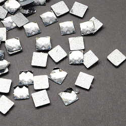 Transparent Faceted Square Acrylic Hotfix Rhinestone Flat Back Cabochons for Garment Design, White, 10x10x2mm, about 1000pcs/bag