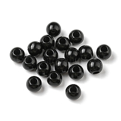 Perline acrilico opaco, rotondo e piatto, nero, 8x6.5mm, Foro: 3 mm, 2200pcs/500g