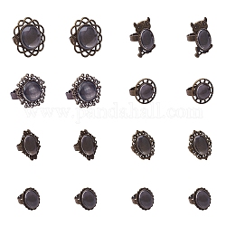 Pandahall elite diy изготовление колец, с регулируемыми компонентами кольца для железных пальцев, сплав и прозрачные стеклянные кабошоны, античная бронза