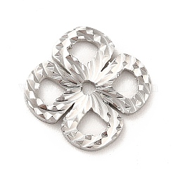 304 Edelstahl-Abstandhalter-Perlen, strukturiert, Blume, Edelstahl Farbe, 12x12x1 mm, Bohrung: 1.2 mm