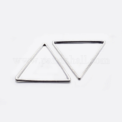 Anillos de enlace de latón, chapado, triángulo, color plateado, 23.5x27x0.8mm, diámetro interior: 22x24 mm