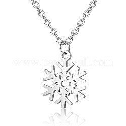201 Stainless Steel Pendants Necklaces, Snowflake, Stainless Steel Color, 16.3 inch(40cm)x1mm