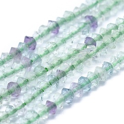 Chapelets de perles en fluorite naturel, Toupie, facette, 2x0.8mm, Trou: 0.5mm, Environ 310~320 pcs/chapelet, 15.35 pouce (39 cm)