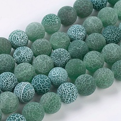 Natural Crackle Agate Beads Strands, Dyed, Round, Grade A, Green, 10mm, Hole: 1mm, about 39pcs/strand, 14.9 inch