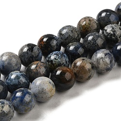 Chapelets perles en quartz dumortiérite naturel, ronde, 10~10.5mm, Trou: 1.2mm, Environ 38 pcs/chapelet, 14.96~15.24'' (38~38.7 cm)