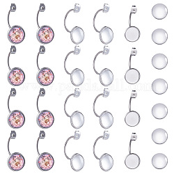 SUNNYCLUE 1 Box 40Pcs DIY Earring Back Cabochon Settings Kit with Stainless Steel Earring Bezel Blanks Clear Domed Glass Cabochon Tiles Settings Tray for DIY Jewelry Making Decoration Craft Tray: 12mm
