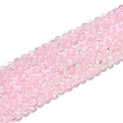 Chapelets de perles en verre craquelé peints à la bombe, ronde, deux tons, rose, 4mm, Trou: 1.1~1.3mm, Environ 200 pcs/chapelet, 31.4 pouce