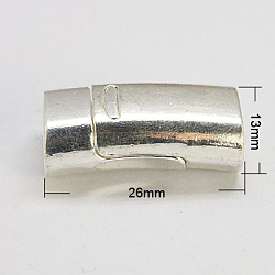 Alloy Magnetic Clasps, Rectangle, Silver, 26x13x9mm, Hole: 10x7mm