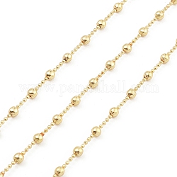 Brass Ball Chains, Unwelded, with Spool, Round, Real 18K Gold Plated, 1 and 2.8mm
