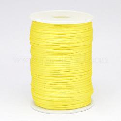 Polyester Cord, Satin Rattail Cord, for Beading Jewelry Making, Chinese Knotting, Yellow, 2mm, about 100yards/roll