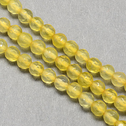Faceted Round Natural Agate Beads Strands, Dyed, Gold, 4mm, Hole: 1mm, about 96pcs/strand, 14.6inch