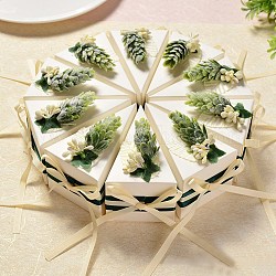 Bomboniere bomboniere in cartoncino a forma di torta, con fiore di plastica e nastro, triangolo, bianco, prodotto finito: 9.4x6x6.95 cm