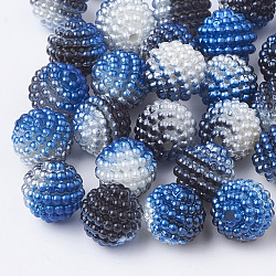 Imitation Pearl Acrylic Beads, Berry Beads, Combined Beads, Rainbow Gradient Mermaid Pearl Beads, Round, Royal Blue, 12mm, Hole: 1mm, about 200pcs/bag