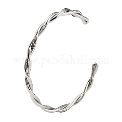 304 женский браслет-манжета из нержавеющей стали с витой веревкой, цвет нержавеющей стали, 1/8 дюйм (0.4 см), внутренний диаметр: 2-1/4 дюйм (5.55 см)