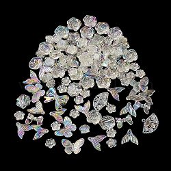 Kit de búsqueda de fabricación de joyas de diy, Incluye abalorios y cuentas de acrílico transparente., color de ab, formas mixtas, Claro, 11~21x12~27x3~7mm, agujero: 1~2 mm, aproximamente 746 unidades / 500 g