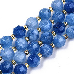 Hebras de perlas de dolomita natural, facetados, teñido, redondo, azul real, 8x8mm, agujero: 1.2 mm, aproximamente 33 pcs / cadena, 15.16 pulgada ~ 15.35 pulgadas (38.5 cm ~ 39 cm)