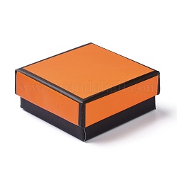 Cajas de papel para joyas, con esponja negra, para collares y pendientes, cuadrado, naranja, 7.2x7.3x3.1 cm