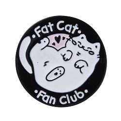 Alfileres de esmalte de gato de dibujos animados, Insignia de aleación negra con palabra Fat Cat Fan Club para ropa de mochila, negro, 30x1.5mm