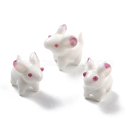 Handmade Lampwork Beads, Rabbit, White, 20~22x12.5~13x20mm, Hole: 1.4~1.6mm