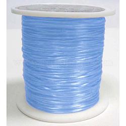Cuerda de cristal elástica plana, Hilo de cuentas elástico, para hacer la pulsera elástica, teñido, azul claro, 0.8mm, alrededor de 65.61 yarda (60 m) / rollo