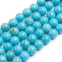 Brins de perles de magnésite naturelle, teints et chauffée, ronde, 6.3~6.5mm, Trou: 0.8mm, Environ 63 pcs/chapelet, 15.75 pouce (40 cm)