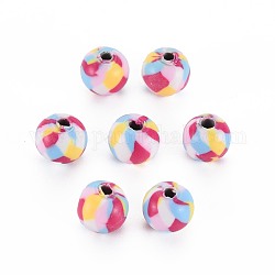 Handmade Polymer Clay Beads, for DIY Jewelry Crafts Supplies, Round, Cerise, 8.5~9x8mm, Hole: 1.8mm