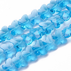 Perles en verre transparentes, facette, papillon, bleu profond du ciel, 8x10x6mm, Trou: 1mm