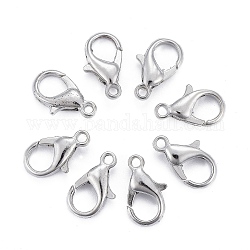 Platinum Plated Zinc Alloy Lobster Claw Clasps, Parrot Trigger Clasps, Cadmium Free & Lead Free, 14x8mm, Hole: 1.8mm