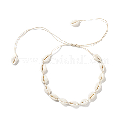 Collana di perline di conchiglia naturale, collana intrecciata regolabile da donna, cornsilk, 12.60~29.92 pollice (32~76 cm)