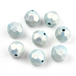 Perles acryliques laquées, de Style caoutchouté, facette, ronde, turquoise pale, 13.5mm, Trou: 2mm, environ 420 pcs/500 g