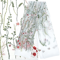 Gorgecraft 幅 60.24 インチの花柄刺繍レース生地カラフルな花刺繍レーストリム生地ホワイトメッシュアップリケパーティードレススカート衣類 diy 縫製装飾工芸品